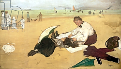 Постер Дега Эдгар (Edgar Degas) Beach scene: little girl having her hair combed by her nanny, c.1876-77 Постер Дега Эдгар (Edgar Degas) Beach scene: little girl having her hair combed by her nanny, c.1876-77