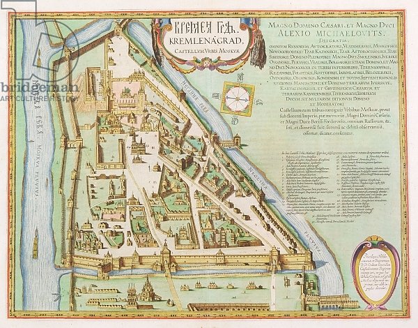 Map showing the Kremlin, Moscow, 1662