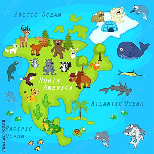Детская карта Северной Америки