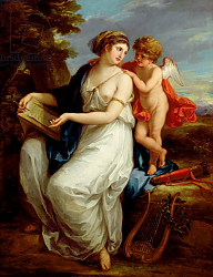 Постер Кауфман Ангелика Erato, the Muse of Lyric Poetry with a putto Постер Кауфман Ангелика Erato, the Muse of Lyric Poetry with a putto