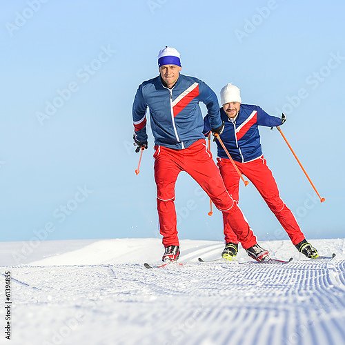 Лыжники на лыжне