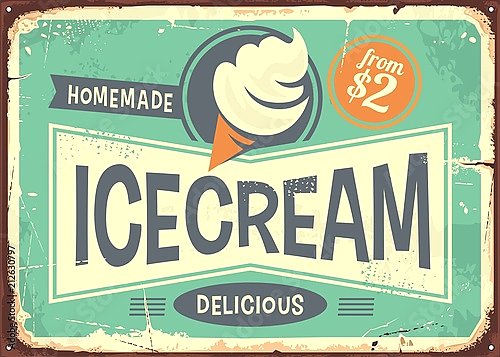 Мороженое, рекламный ретро плакат 