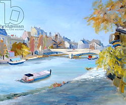 Постер Дюрхем Энн (совр) Barge sailing down the river Seine in Paris Постер Дюрхем Энн (совр) Barge sailing down the river Seine in Paris