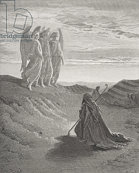 Постер Доре Гюстав Abraham and the Three Angels, illustration from Dore's 'The Holy Bible', engraved by Ligny, 1866 Постер Доре Гюстав Abraham and the Three Angels, illustration from Dore's 'The Holy Bible', engraved by Ligny, 1866