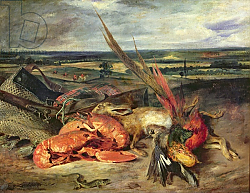 Постер Делакруа Эжен (Eugene Delacroix) Still Life with Lobsters, 1826-27 Постер Делакруа Эжен (Eugene Delacroix) Still Life with Lobsters, 1826-27