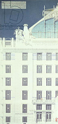 Постер Вагнер Отто Post Office Savings Bank, Vienna, design showing detail of the facade, c.1904-06 Постер Вагнер Отто Post Office Savings Bank, Vienna, design showing detail of the facade, c.1904-06