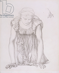 Постер Берне-Джонс Эдвард Study of a kneeling girl for 'The Mirror of Venus', c.1873 Постер Берне-Джонс Эдвард Study of a kneeling girl for 'The Mirror of Venus', c.1873