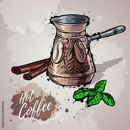 Иллюстрация с кофейной туркой