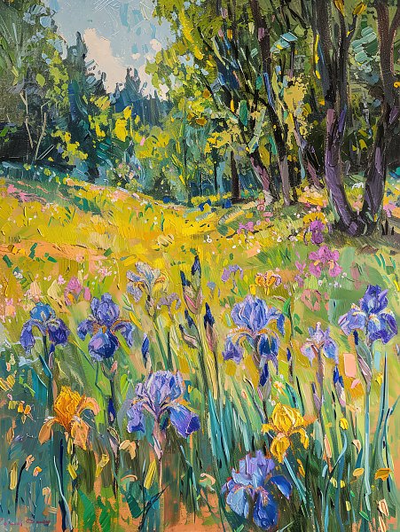 Colorful iris meadow