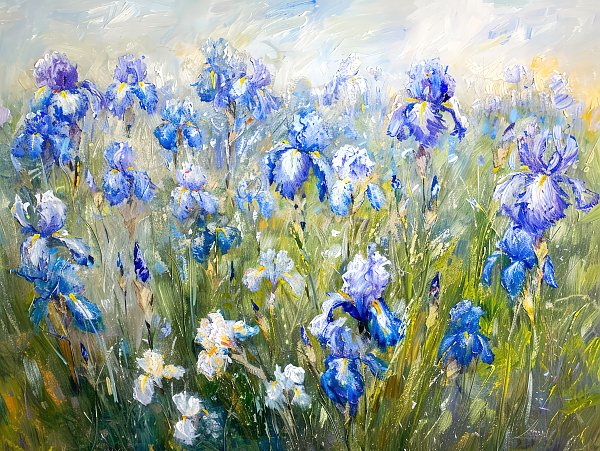 Blue sea of irises