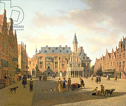 Постер Беркхейде Геррит The Market Place with the Raadhuis, Haarlem, 17th century Постер Беркхейде Геррит The Market Place with the Raadhuis, Haarlem, 17th century