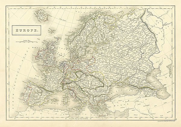 Карта Европы, 1840 г. 1