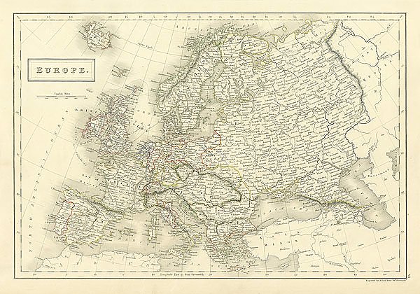 Карта европы 1840