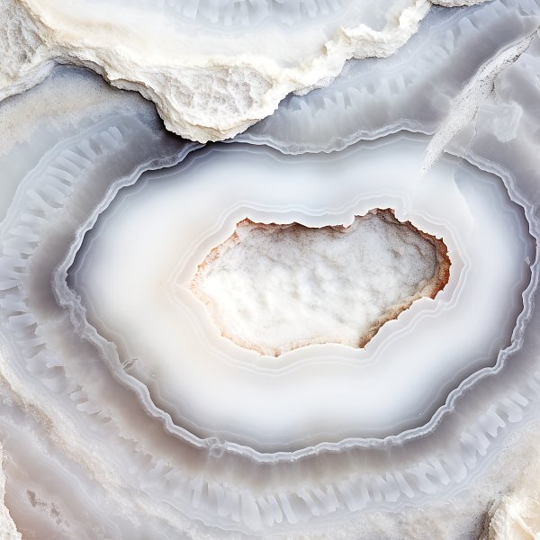 Geode of white agate stone 15