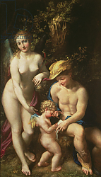 Постер Корреджо (Correggio) Venus with Mercury and Cupid, c.1525 Постер Корреджо (Correggio) Venus with Mercury and Cupid, c.1525