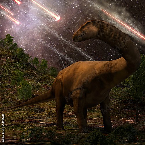 Динозавр и метеоритный дождь