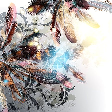 Перья и узоры с бликами