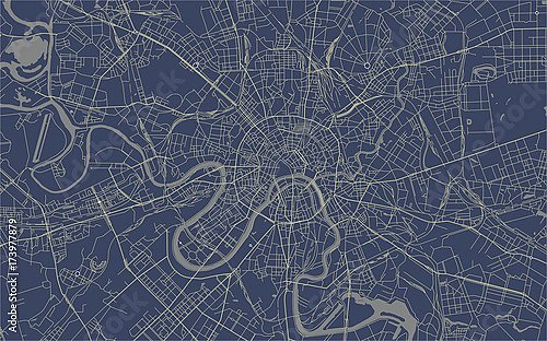 План города Москва, Россия. В синем цвете
