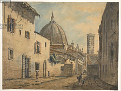 Постер Марлоу Уильям A Street in Florence with the Duomo and Campanile in the Background Постер Марлоу Уильям A Street in Florence with the Duomo and Campanile in the Background