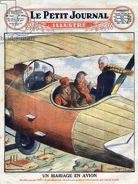 Постер Неизвестен Wedding ceremony by plane in Germany. Engraving. One of “The Little Journal Illustrates”, 1927. Private collection.