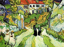 Постер Ван Гог Винсент (Vincent Van Gogh) Сельская улица с людьми и ступенями в Овере Постер Ван Гог Винсент (Vincent Van Gogh) Сельская улица с людьми и ступенями в Овере