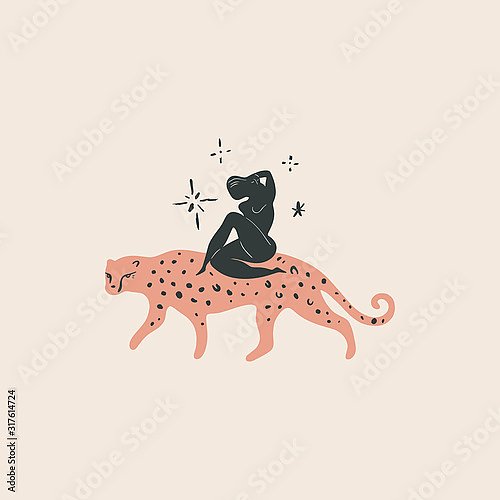 Девушка на леопарде