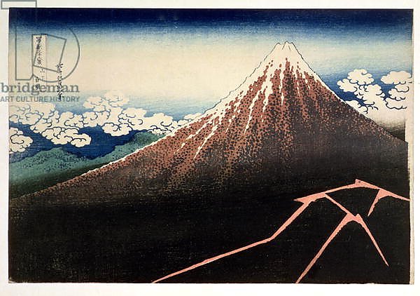 Fuji above the Lightning', from the series '36 Views of Mt. Fuji', pub. by Nishimura Eijudo, 1831,
