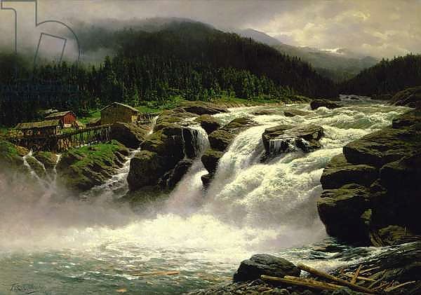 Norwegian Waterfall, at Lofor in Valders, 1905