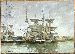 Постер Буден Эжен (Eugene Boudin) Boats in the Port, Deauville, 1881 Постер Буден Эжен (Eugene Boudin) Boats in the Port, Deauville, 1881
