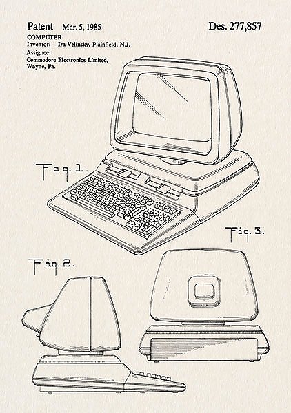 Постер Патент на компьютер Commondore, 1985г