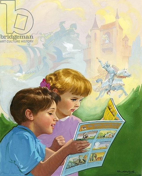 Boy and girl reading