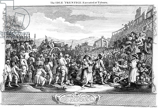 The Idle 'Prentice Executed at Tyburn, plate XI of 'Industry and Idleness', 1747