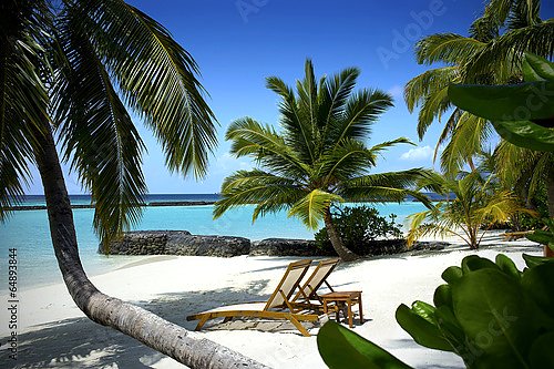 Красивый пляж на Мальдивах