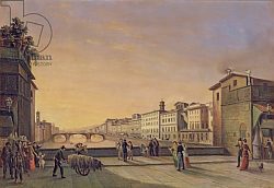 Постер Герарди Джузеппе View of the Arno from the Ponte Vecchio, Florence Постер Герарди Джузеппе View of the Arno from the Ponte Vecchio, Florence