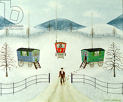 Постер Баринг Марк (совр) Gypsy Caravans in the Snow, 1981 Постер Баринг Марк (совр) Gypsy Caravans in the Snow, 1981