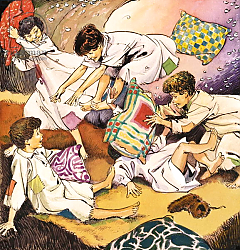 Постер Квинто Надир (дет) A Pillow Fight, illustration from 'Peter Pan' by J.M. Barrie Постер Квинто Надир (дет) A Pillow Fight, illustration from 'Peter Pan' by J.M. Barrie