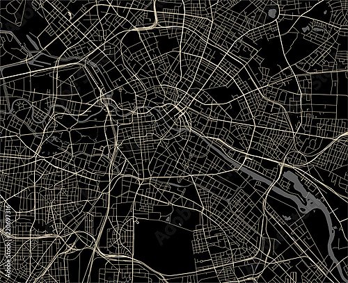 План города Берлин, Германия, в черном цвете