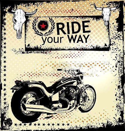 Ретро плакат, мотоцикл