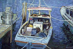 Постер Блеколл Тед (совр) Old Fishing Launch at the Wharf, 1988 Постер Блеколл Тед (совр) Old Fishing Launch at the Wharf, 1988