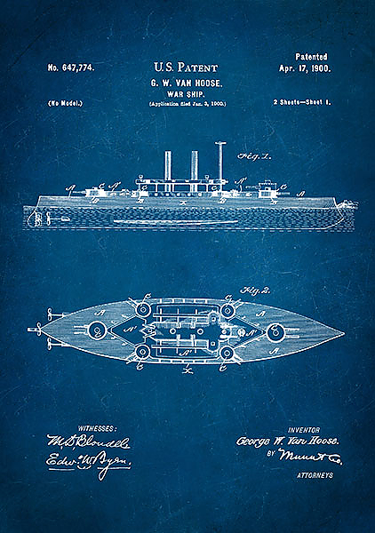 Патент на военный корабль, 1900г