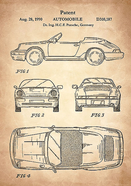 Патент на автомобиль Porsche, 1990г