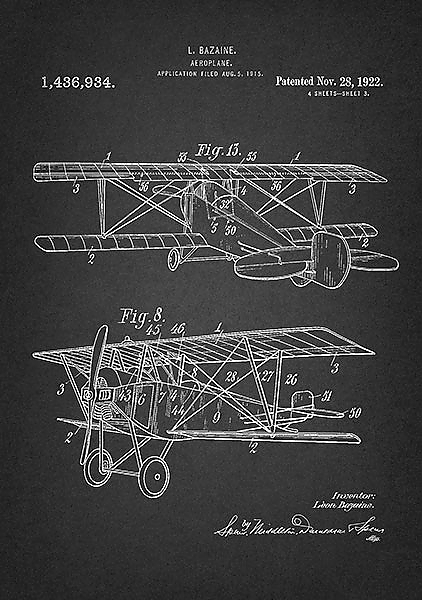 Патент на аэроплан, 1922г