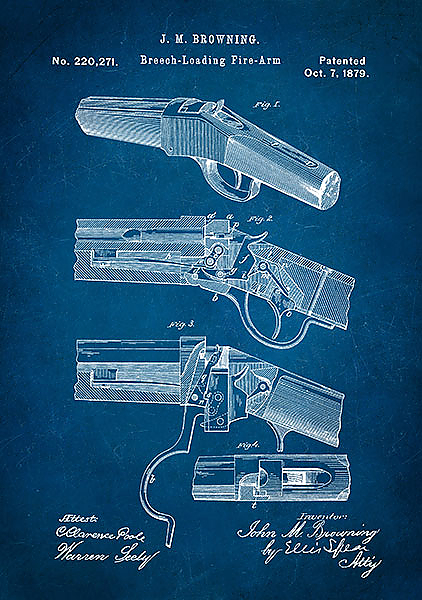 Патент на устройство ружья Winchester, 1879г