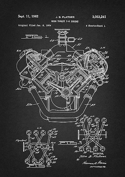 Патент на двигатель V-8, 1962г