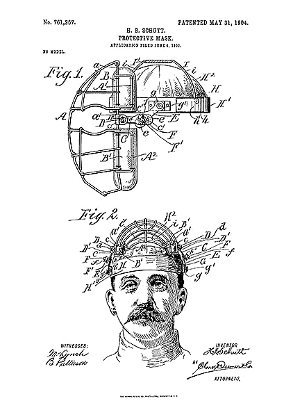 Патент на бейсбольную защитную маску, 1904г