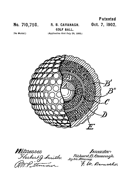 Патент на мяч для гольфа, 1902г