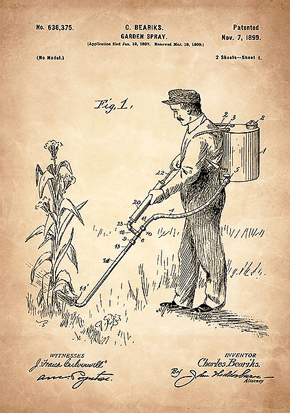 Патент на садовоый опрыскиватель, 1899г