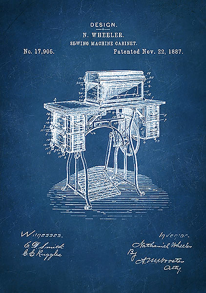 Патент на швейную машину, 1887г