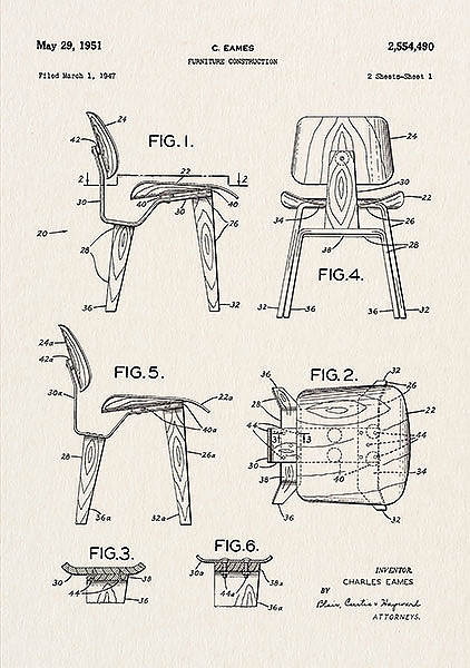 Патент на конструкцию стула, 1951г