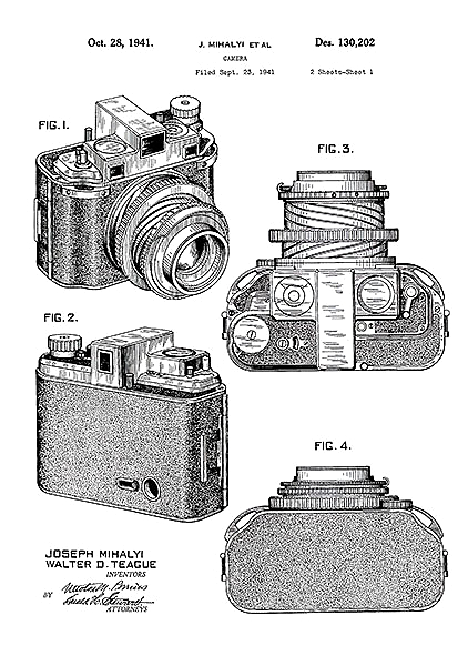 Патент на фотокамеру, 1941г